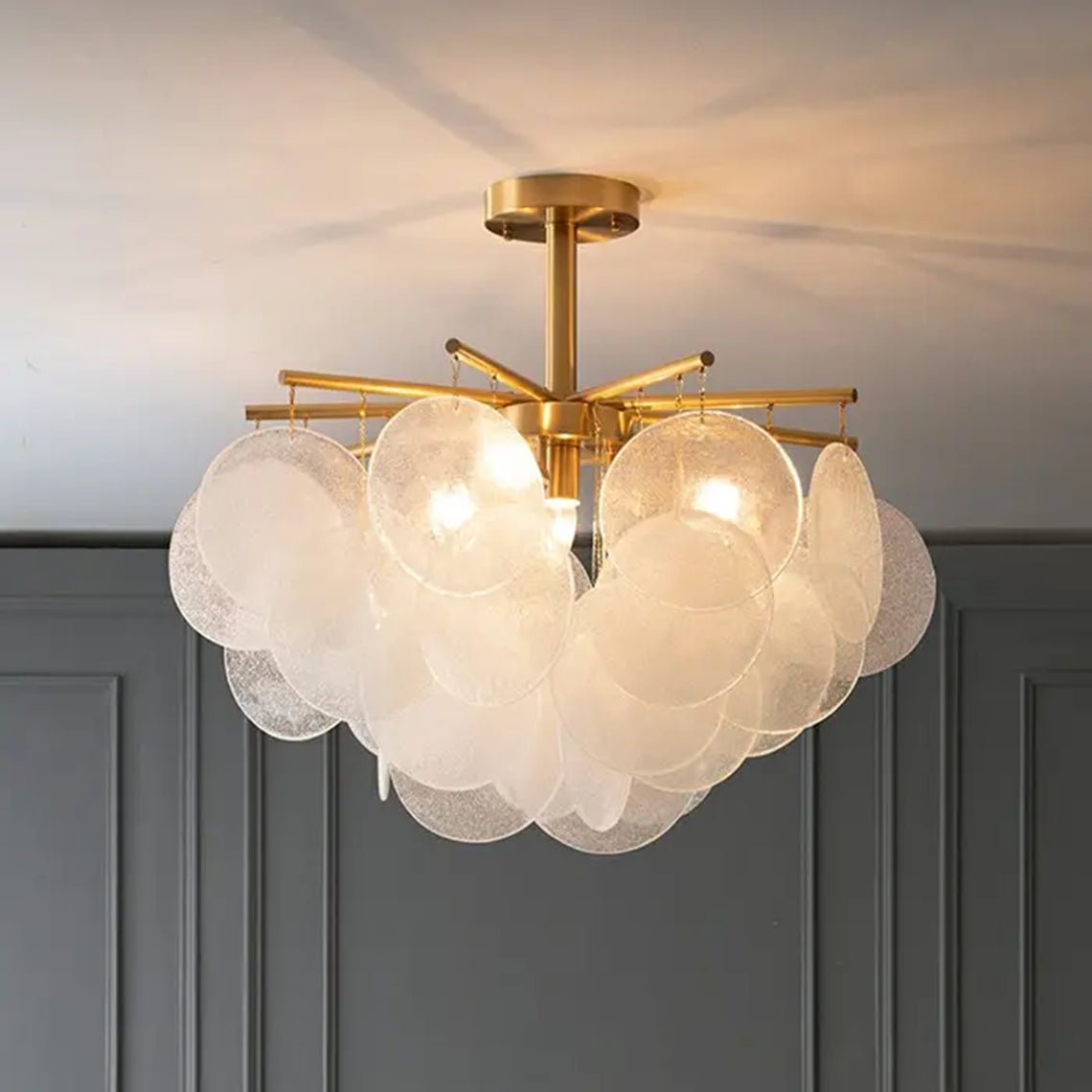 Carmon Glass Shells Semi - Flush Mount Ceiling Lights - Serene Luminaire