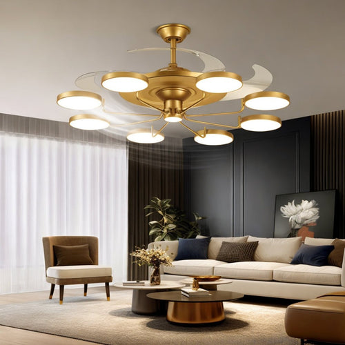 Casa 8 - Gold/Black Modern Ceiling Fan with Light 8 Light Fixtures - Serene Luminaire