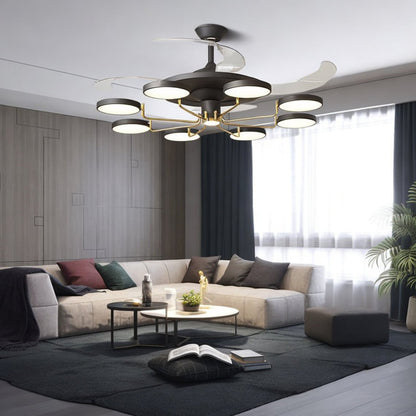 Casa 8 - Gold/Black Modern Ceiling Fan with Light 8 Light Fixtures - Serene Luminaire