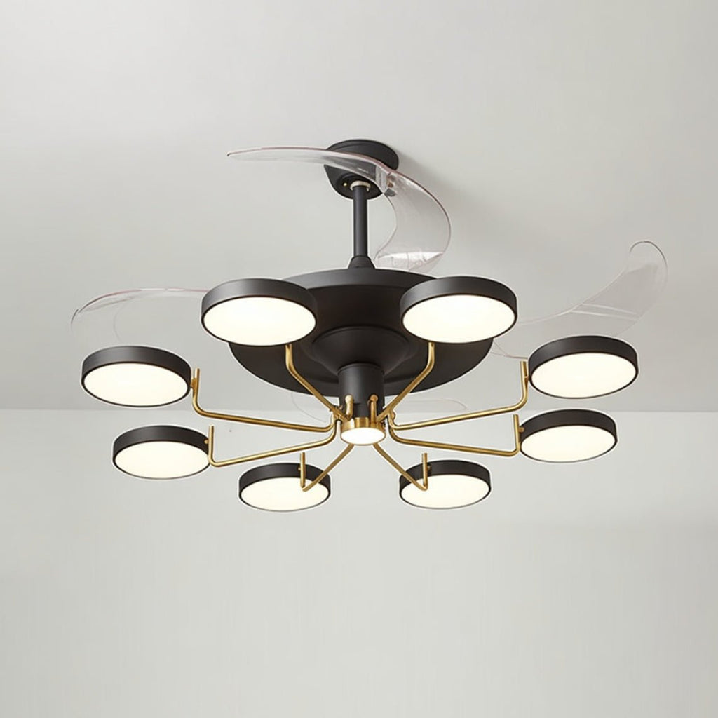 Casa 8 - Gold/Black Modern Ceiling Fan with Light 8 Light Fixtures - Serene Luminaire