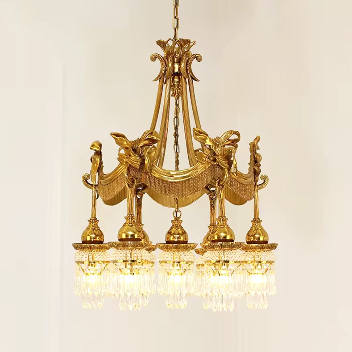 Cassandra Full Antique Brass 7 - Light Crystal Chandelier - Serene Luminaire