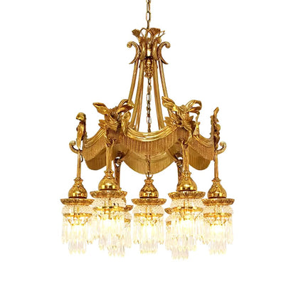 Cassandra Full Antique Brass 7 - Light Crystal Chandelier - Serene Luminaire