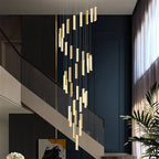 Celine Modern Rectangular Crystal Drop Spiral Chandelier - Serene Luminaire