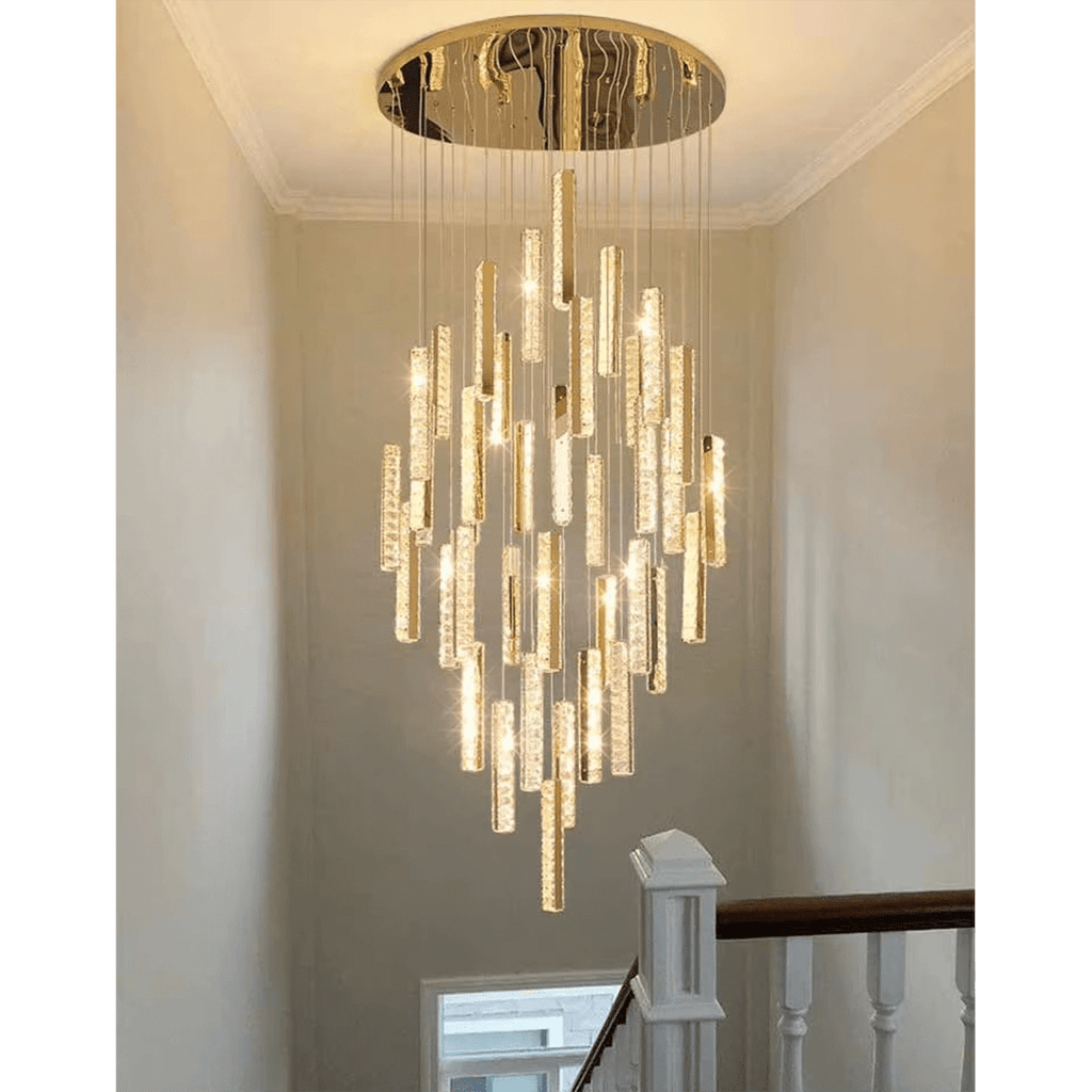 Celine Modern Rectangular Crystal Drop Spiral Chandelier - Serene Luminaire