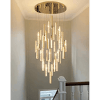 Celine Modern Rectangular Crystal Drop Spiral Chandelier - Serene Luminaire