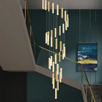Celine Modern Rectangular Crystal Drop Spiral Chandelier - Serene Luminaire