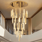 Celine Modern Rectangular Crystal Drop Spiral Chandelier - Serene Luminaire