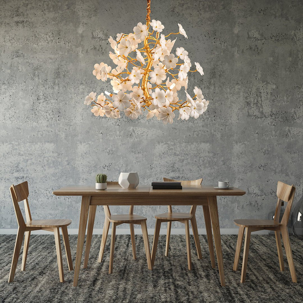 Cherry Blossom White Flower Chandelier - Serene Luminaire