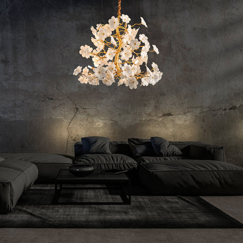 Cherry Blossom White Flower Chandelier - Serene Luminaire