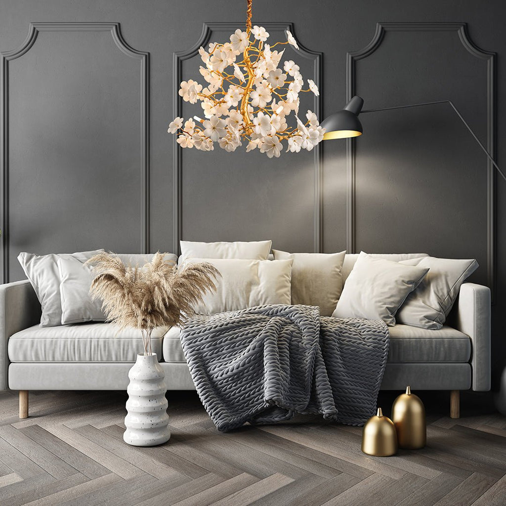 Cherry Blossom White Flower Chandelier - Serene Luminaire