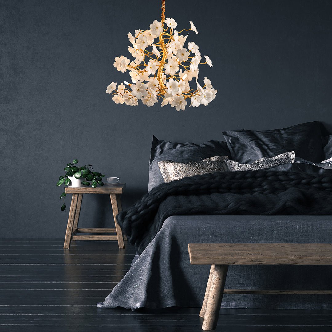 Cherry Blossom White Flower Chandelier - Serene Luminaire