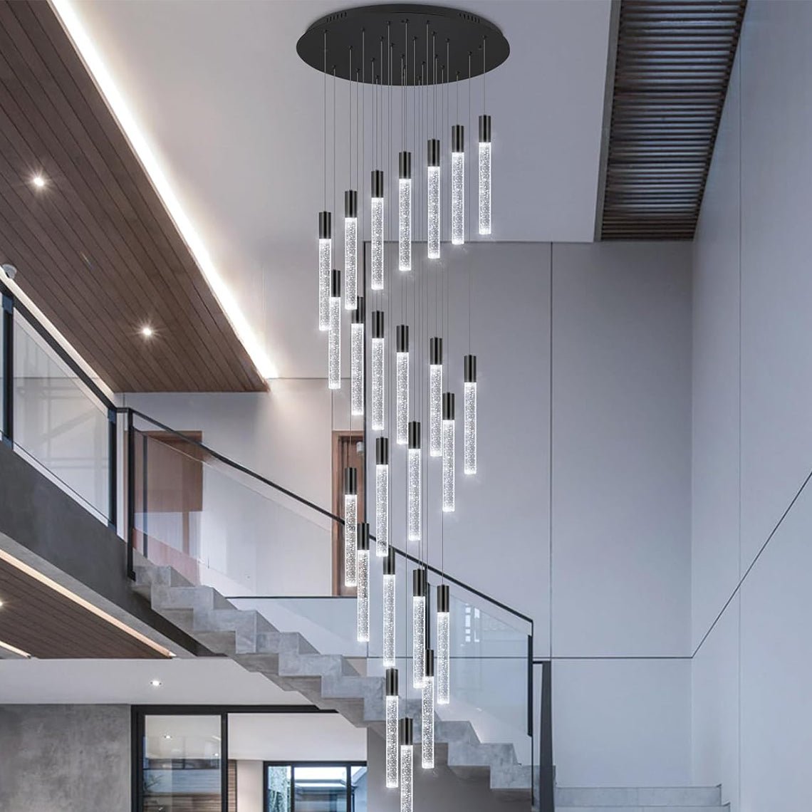 Clara 36 - Lights Staircase Large Chandelier for High Ceilings - Serene Luminaire