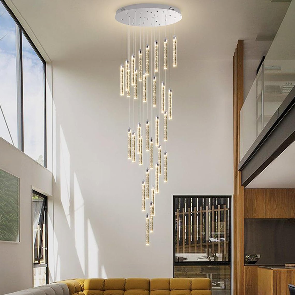 Clara 36 - Lights Staircase Large Chandelier for High Ceilings - Serene Luminaire