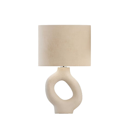 Clara Natural Ivory Table Lamp with Fabric Shallow Drum Shade - Serene Luminaire