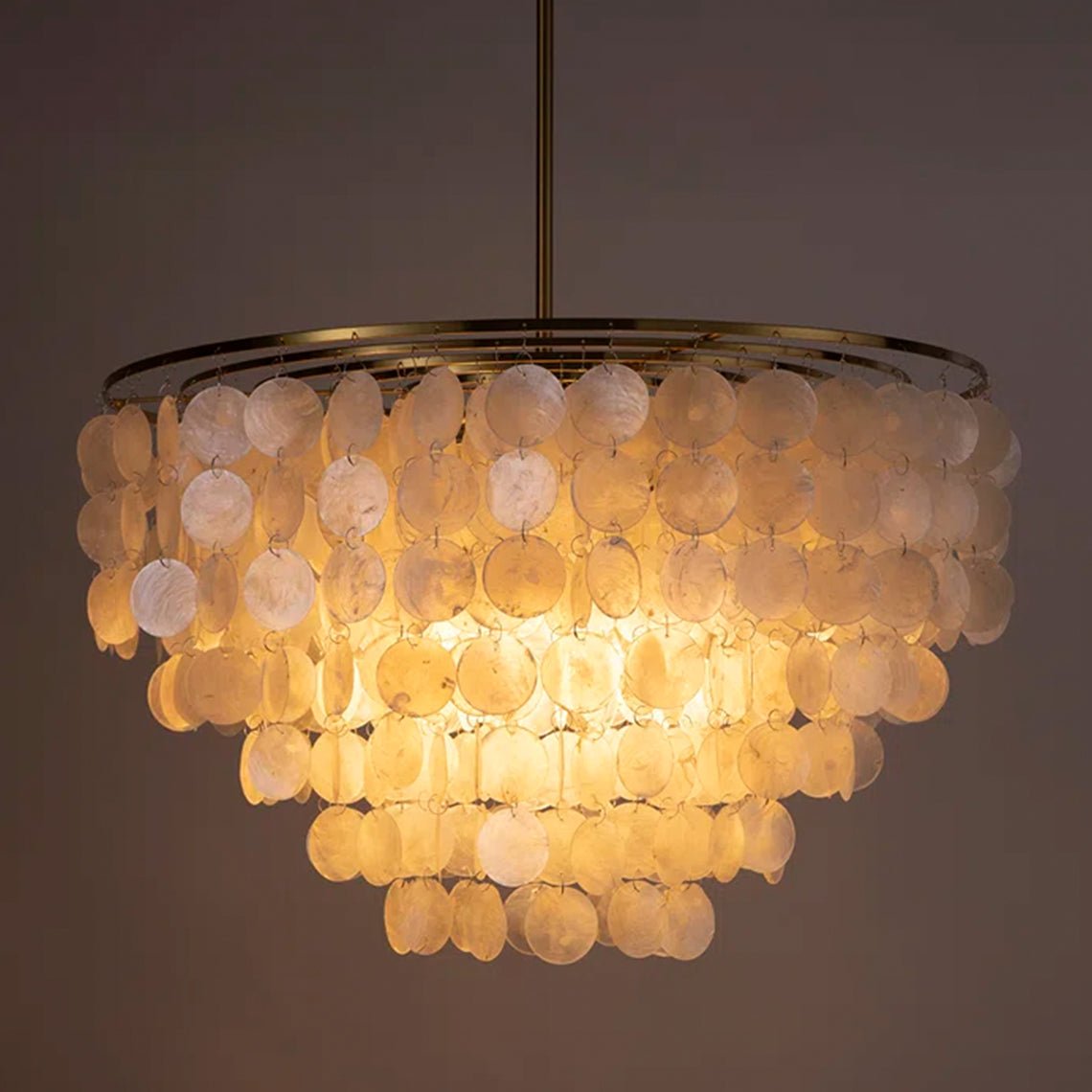 Coastal Ivory 6 - Light Shell Chandelier - Serene Luminaire