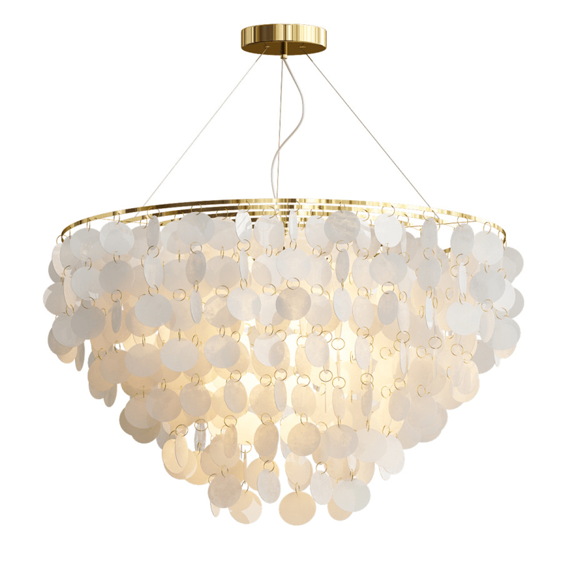 Coastal Ivory 6 - Light Shell Chandelier - Serene Luminaire