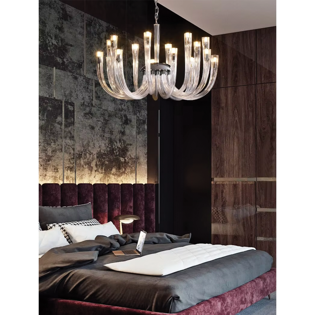 Coleen Modern Murano Flower Transparent Chandelier