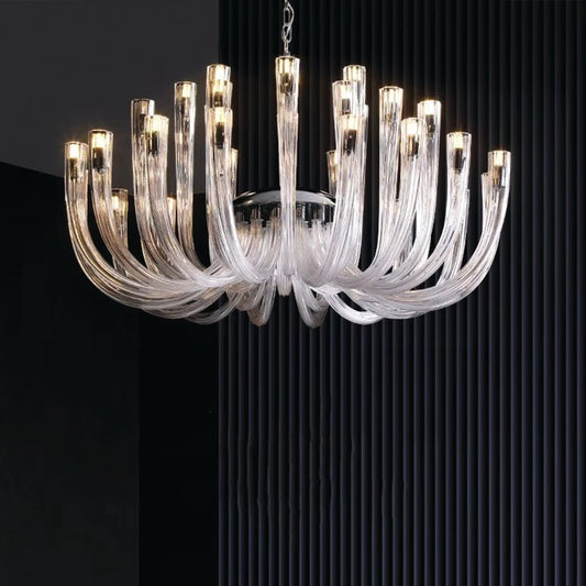 Coleen Modern Murano Flower Transparent Chandelier - Serene Luminaire