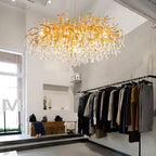 Crystal Raindrop Chandelier Gold Tree Branch Chandelier - Serene Luminaire