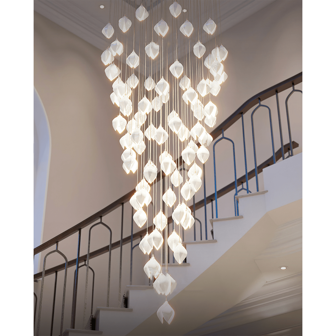 Elora White Tulip Dimmable Chandelier - Serene Luminaire