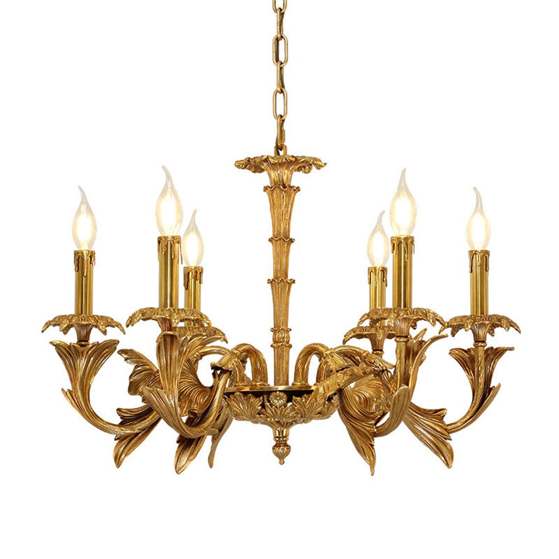 Elowen Classic Gold Leaf Candelabra Chandelier - Serene Luminaire