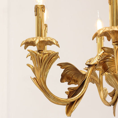 Elowen Classic Gold Leaf Candelabra Chandelier - Serene Luminaire