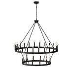 Emily Wagon Wheel Farmhouse Candelabra Two - Tier Chandelier - Serene Luminaire