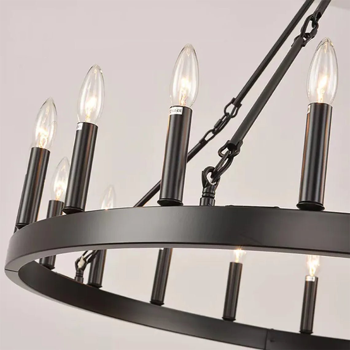 Emily Wagon Wheel Farmhouse Candelabra Two - Tier Chandelier - Serene Luminaire