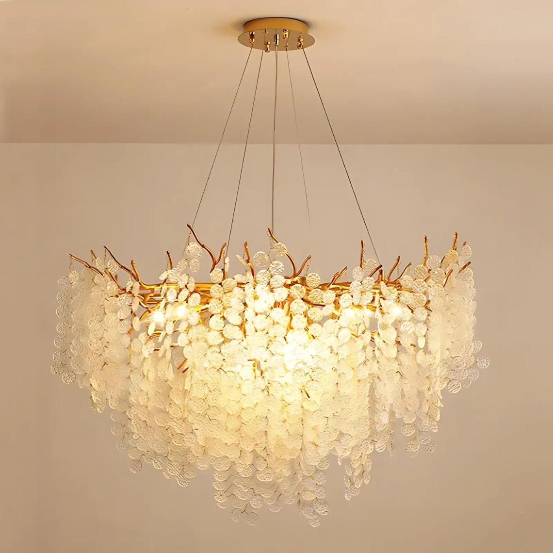 French Style Luxury Gold Money Tree Branch Chandelier - Serene Luminaire