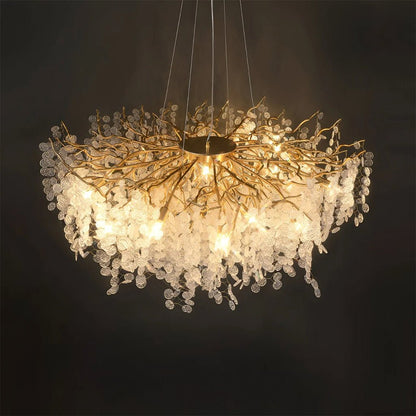 French Style Luxury Gold Money Tree Branch Chandelier - Serene Luminaire