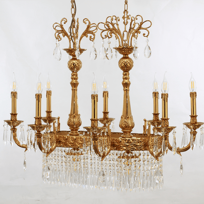 Glitterati 43" Gold Rectangular Baroque Candelabra Chandelier with Crystal Accent - Serene Luminaire