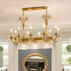 Glitterati 43" Gold Rectangular Baroque Candelabra Chandelier with Crystal Accent - Serene Luminaire