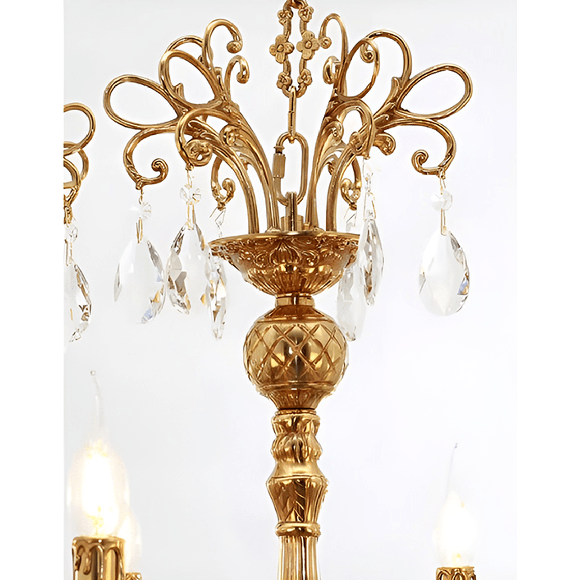 Glitterati 43" Gold Rectangular Baroque Candelabra Chandelier with Crystal Accent - Serene Luminaire