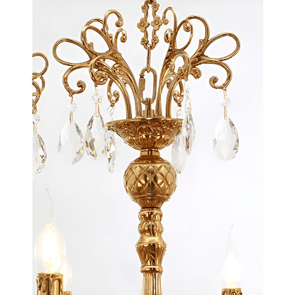 Glitterati 43" Gold Rectangular Baroque Candelabra Chandelier with Crystal Accent - Serene Luminaire