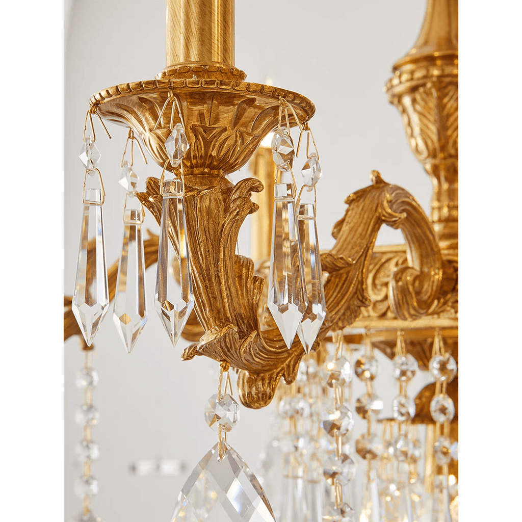 Glitterati 43" Gold Rectangular Baroque Candelabra Chandelier with Crystal Accent - Serene Luminaire