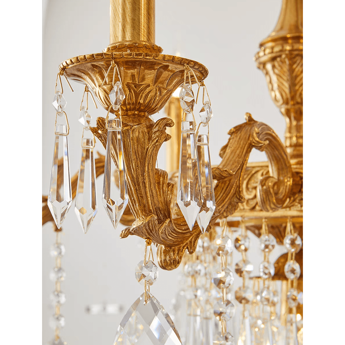 Glitterati 43" Gold Rectangular Baroque Candelabra Chandelier with Crystal Accent - Serene Luminaire