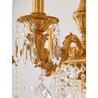 Glitterati 43" Gold Rectangular Baroque Candelabra Chandelier with Crystal Accent - Serene Luminaire