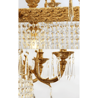 Glitterati 43" Gold Rectangular Baroque Candelabra Chandelier with Crystal Accent - Serene Luminaire