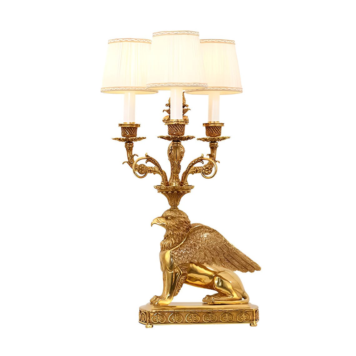 Gold Euro 29" Gold Eagle Table Lamp with 3 Pembroke Empire Lamp Shade - Serene Luminaire