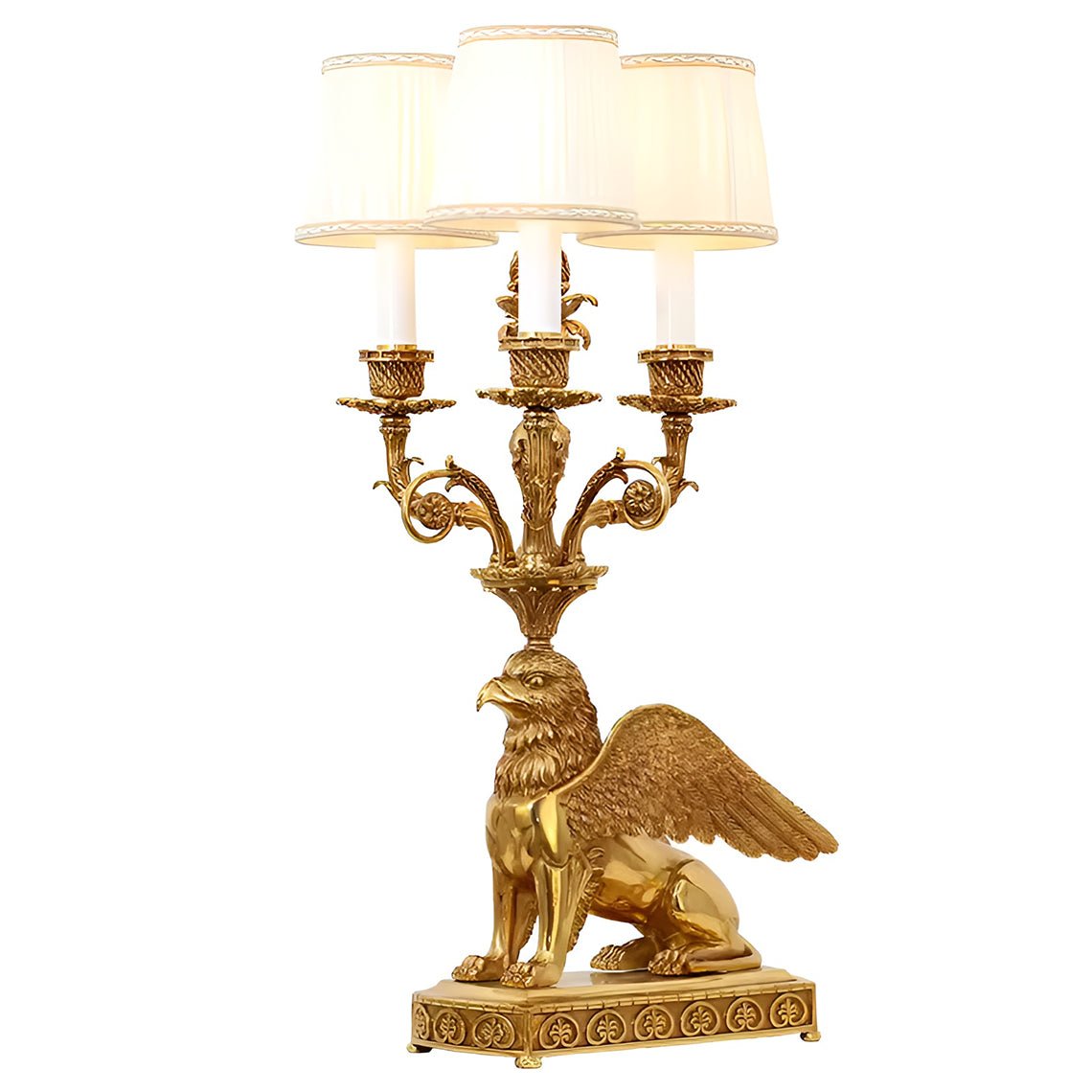 Gold Euro 29" Gold Eagle Table Lamp with 3 Pembroke Empire Lamp Shade - Serene Luminaire