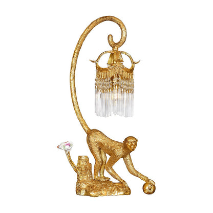 Golden Euro 22" Gold Monkey Table Lamp with Crystal Accent - Serene Luminaire