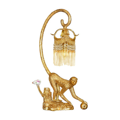 Golden Euro 22" Gold Monkey Table Lamp with Crystal Accent - Serene Luminaire