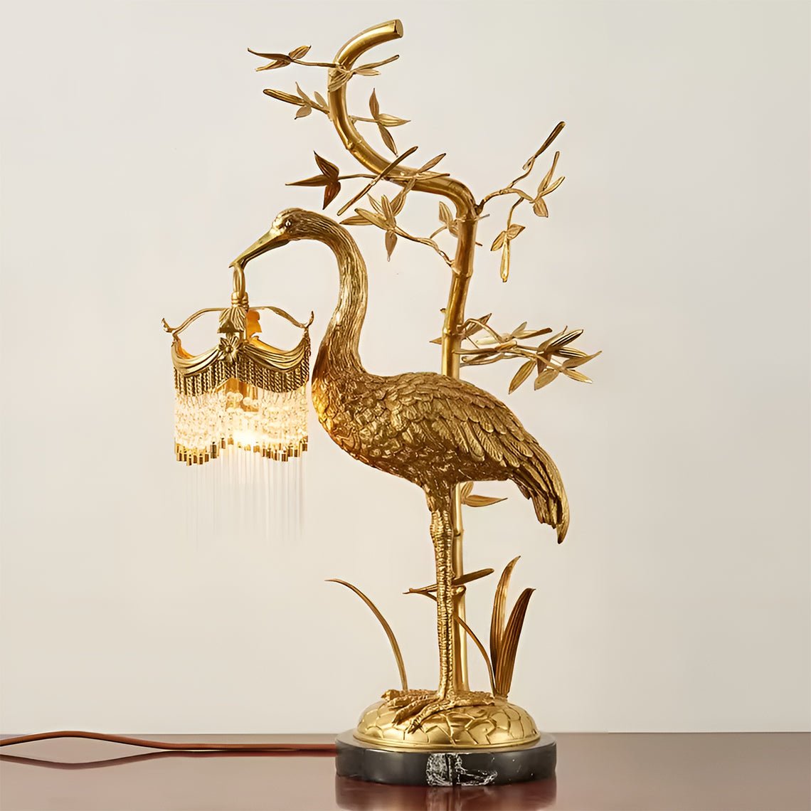 Golden Euro 26" Gold Flamingo Table Lamp with Crystal Accent - Serene Luminaire