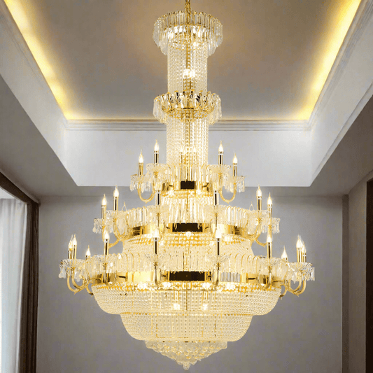 Golden Luxury 3 - Round Candelabra Chandelier For Living Room - Serene Luminaire