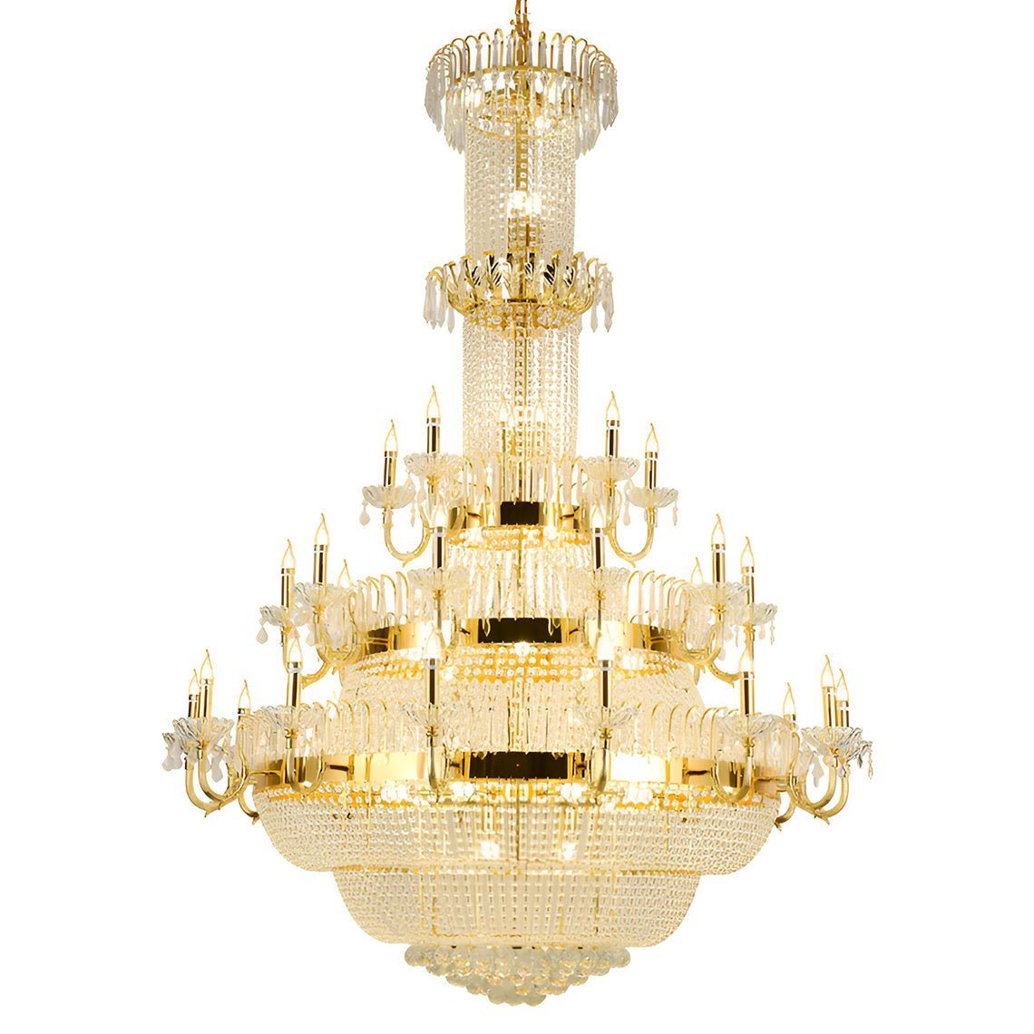 Golden Luxury 3 - Round Candelabra Chandelier For Living Room - Serene Luminaire