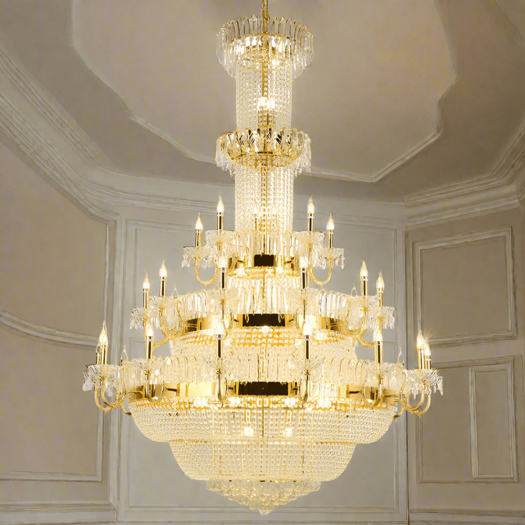 Golden Luxury 3 - Round Candelabra Chandelier For Living Room - Serene Luminaire