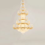 Grand Lustre 35" Baroque 5 - Tier Crystal Gold Chandelier - Serene Luminaire