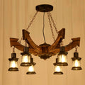 Industrial Retro Style 6 Light Wooden Farmhouse Chandelier - Serene Luminaire