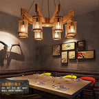 Industrial Retro Style 6 Light Wooden Farmhouse Chandelier - Serene Luminaire