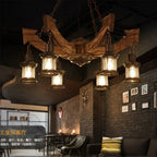 Industrial Retro Style 6 Light Wooden Farmhouse Chandelier - Serene Luminaire